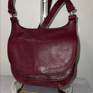 Vince Camuto Wine Red Leather Crossbody Saddle Bag SOLD